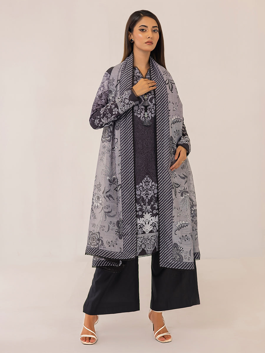 1 & Get 1 Free - MONOCHROME DIGITAL PRINTED LAWN SILK SUIT