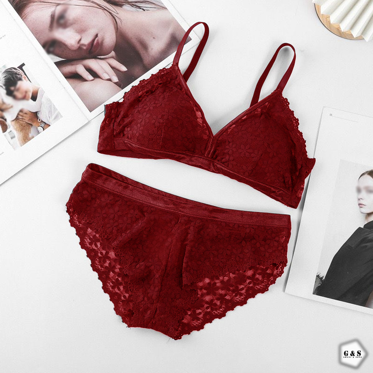 High Quality Pack of 2 Lace Design Bra & Panty Sets