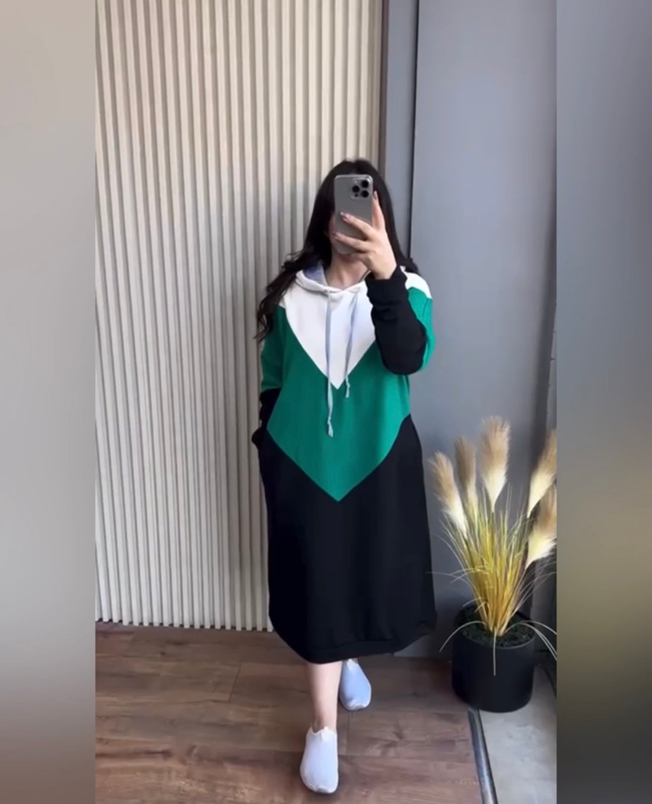 Warm Fleece Long Hooded Top CH 398