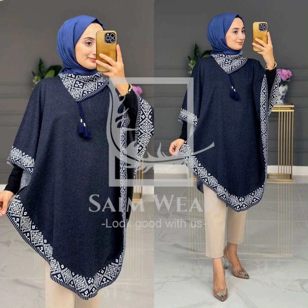 Winter Glam Print Wrap Fleece-Printed Shawl Ponchos With Cozy Neck