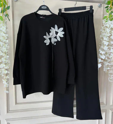 Luxury Flower Printed Fleece Co-ord Set For Winters