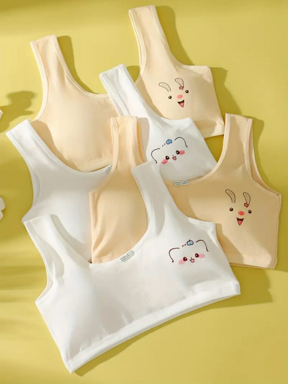 Pack Of 5 Teen Girls Casual Breathable Soft Comfortable Sports Bra