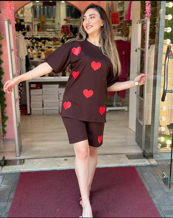 Heart Shape Printed T-Shirt & Short