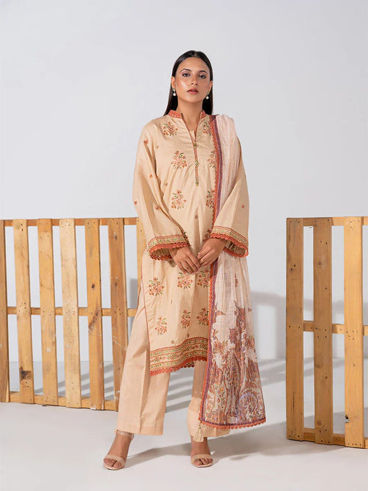 1 & Get 1 Free - 3PCS LUXURY LAWN EMBROIDERED SUIT