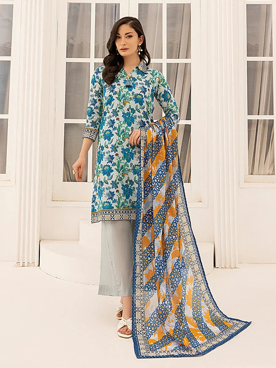 1 & Get 1 Free - 3PC Unstitched Printed Lawn Suit