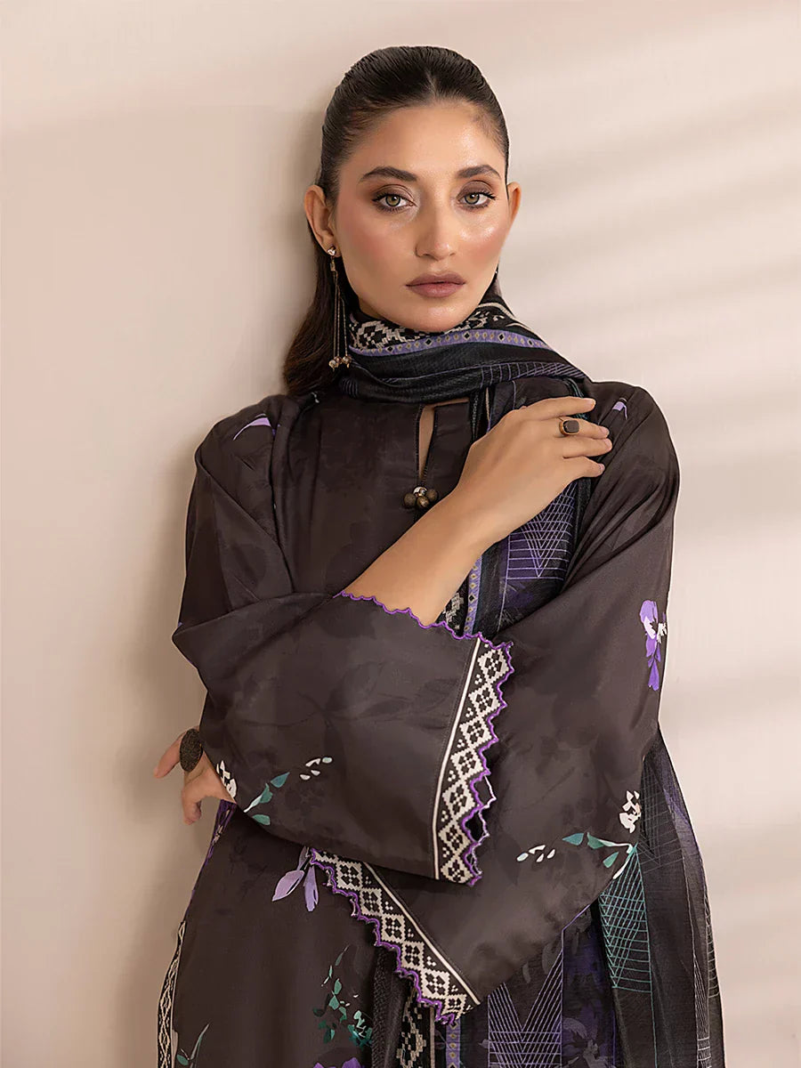 1 & Get 1 Free - 3PC Unstitched Printed Lawn Silk Suit DOS162