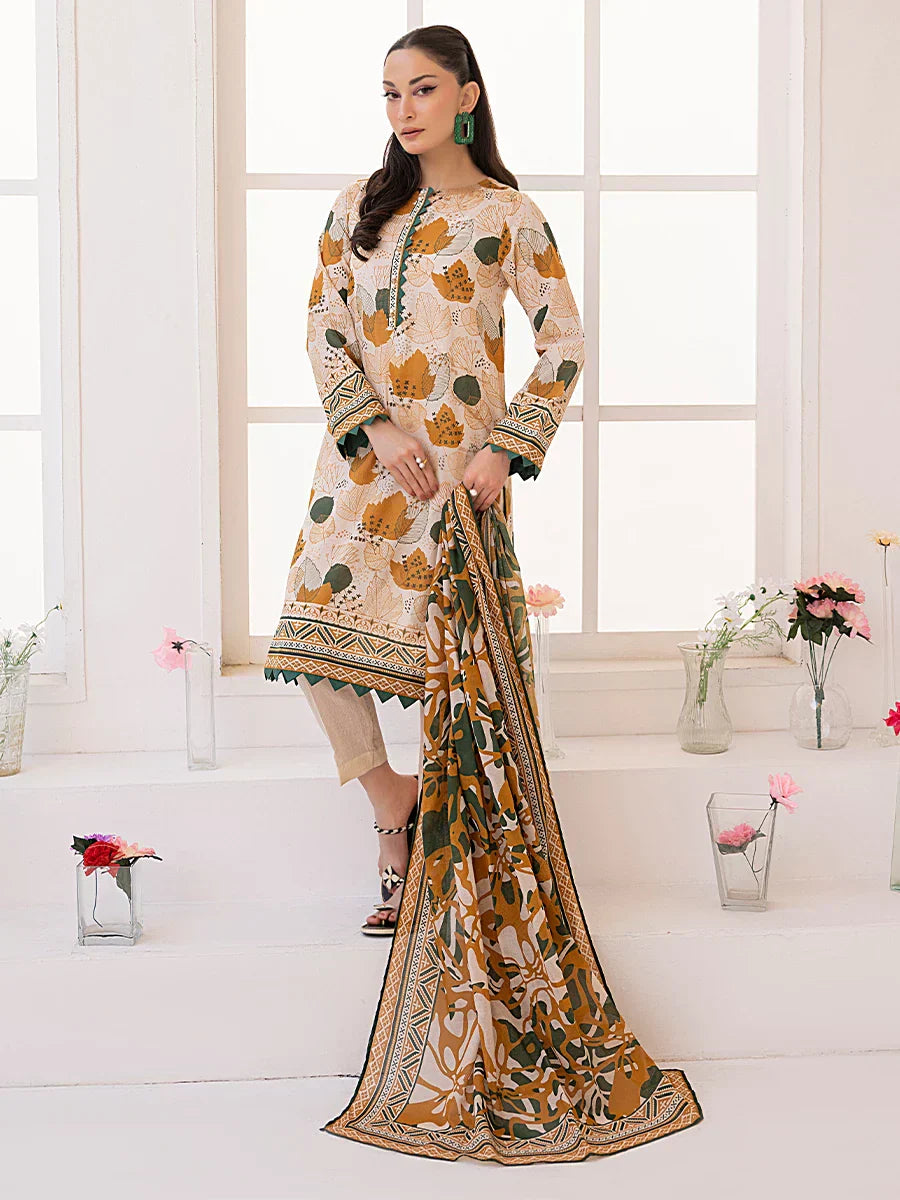 1 & Get 1 Free - 3PC Unstitched Printed Lawn Suit