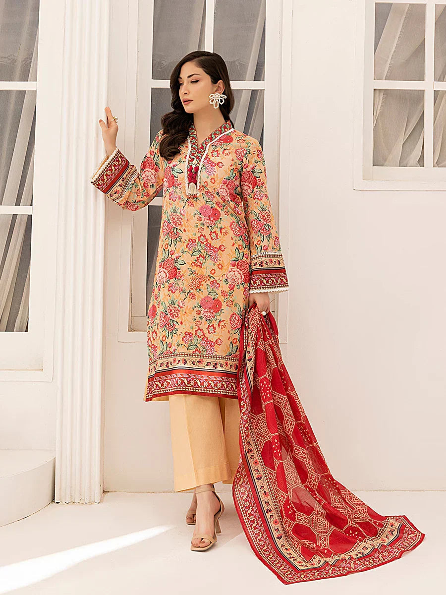 1 & Get 1 Free - 3PC Unstitched Printed Lawn Suit