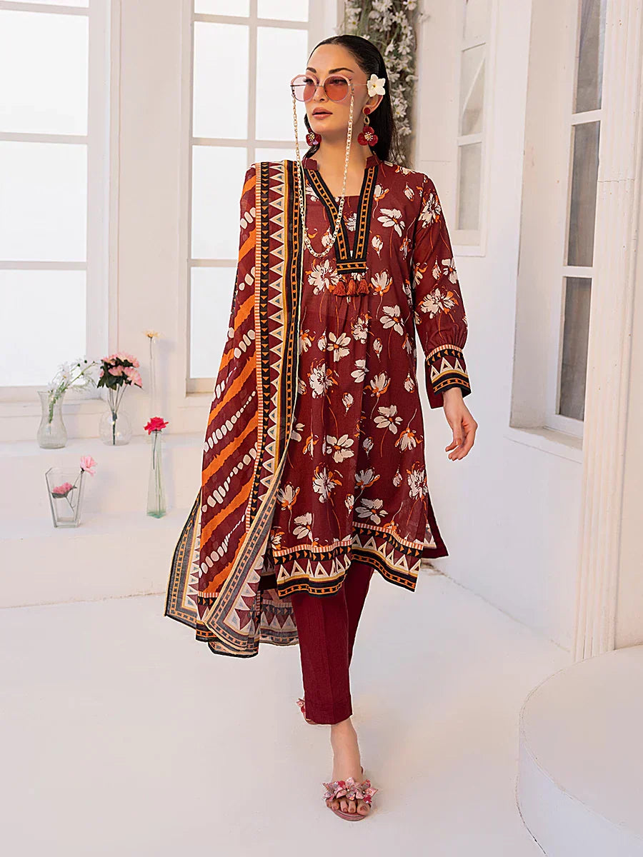 1 & Get 1 Free - 3PC Unstitched Printed Lawn Suit