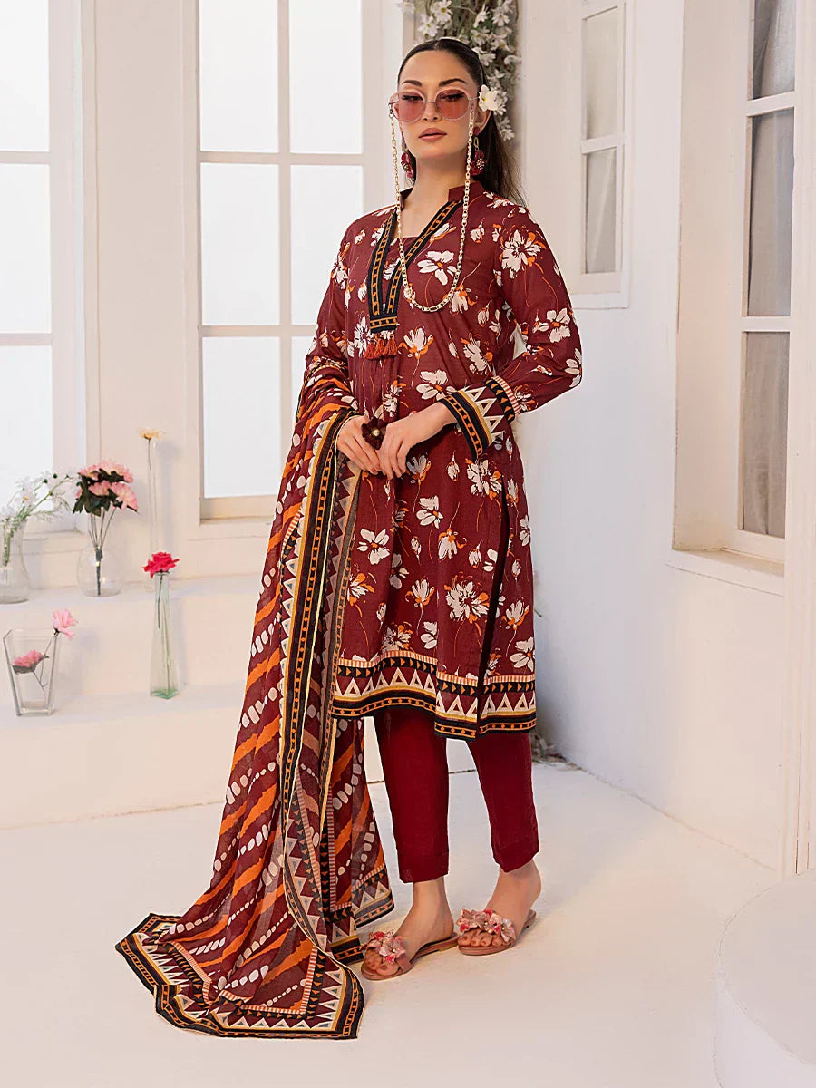 1 & Get 1 Free - 3PC Unstitched Printed Lawn Suit