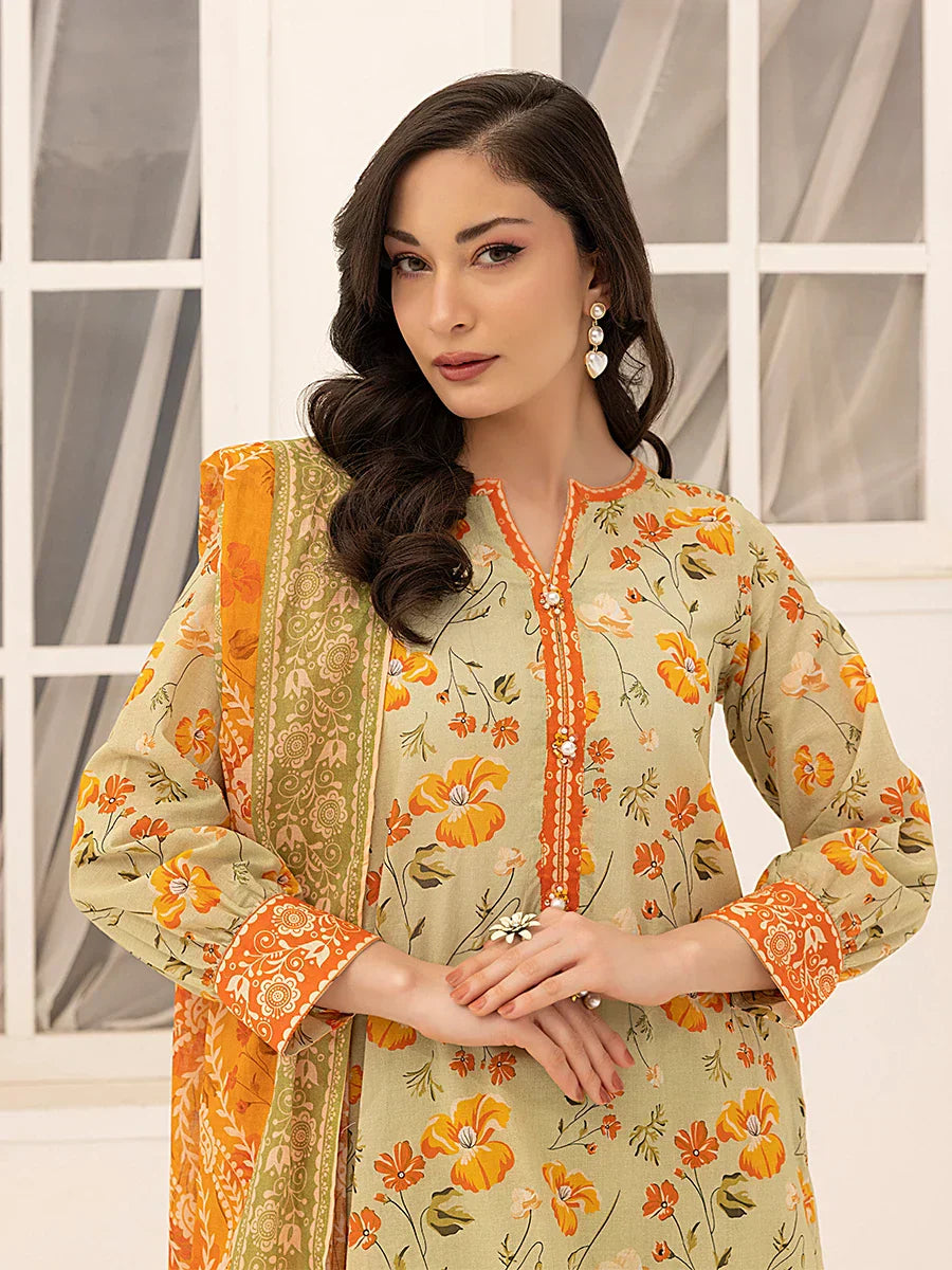 1 & Get 1 Free - 3PC Unstitched Printed Lawn Suit