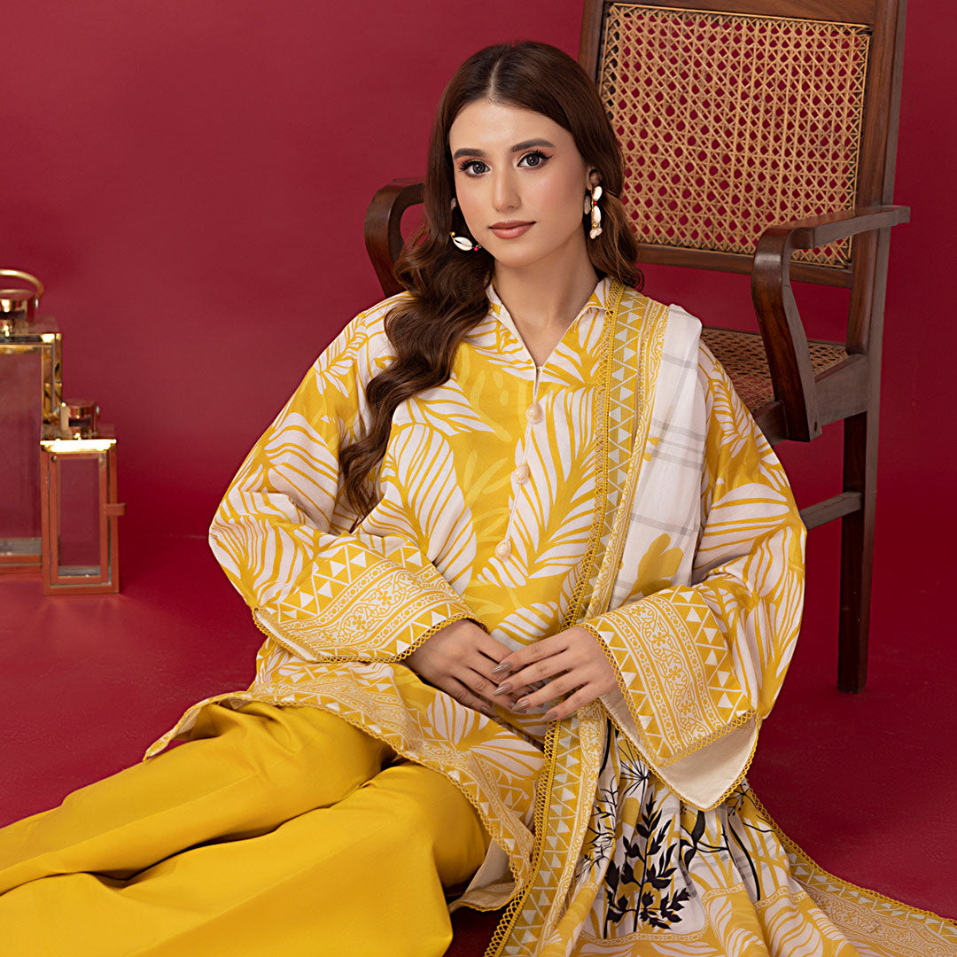 1 & Get 1 Free - 3pc Unstitched Printed Lawn Suit