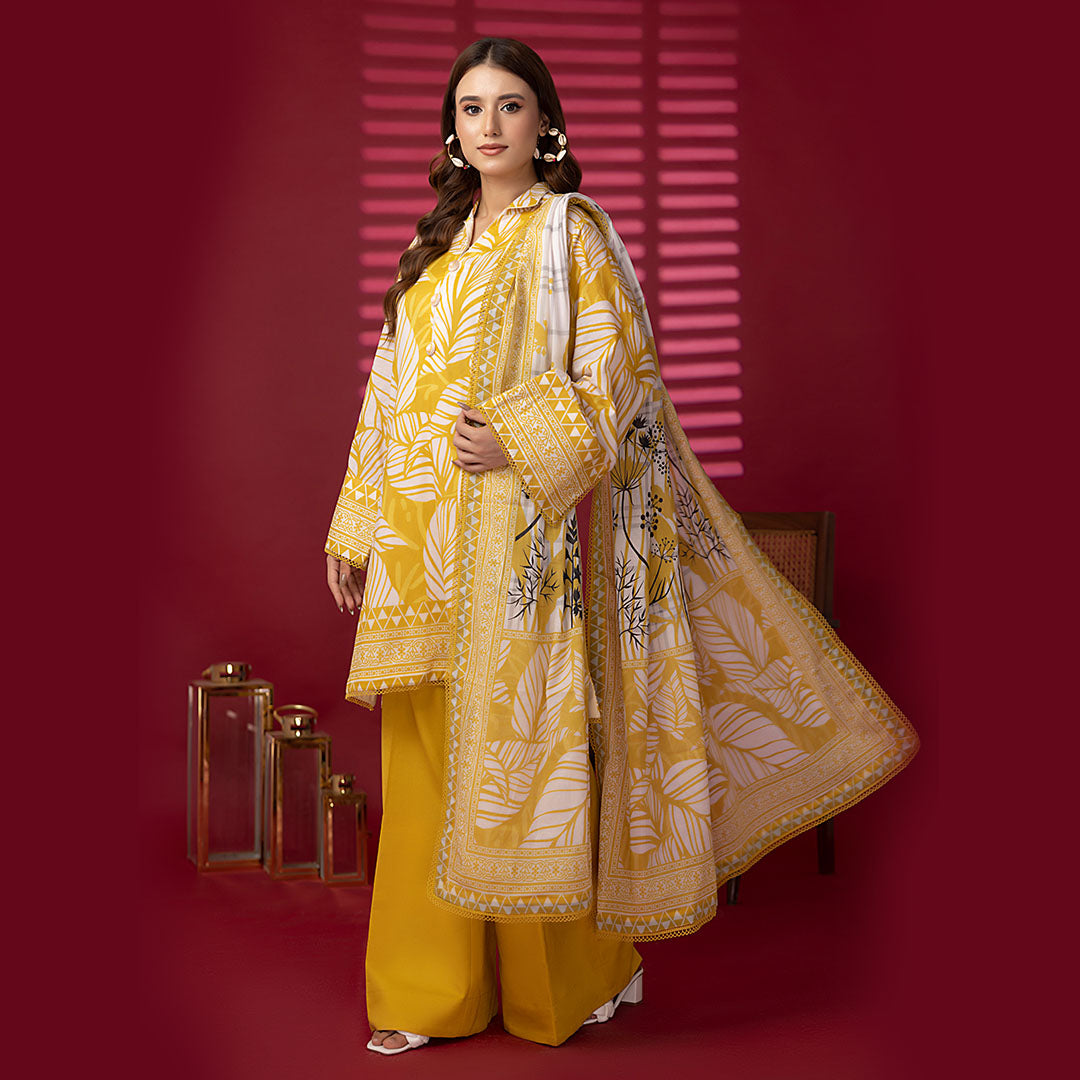 1 & Get 1 Free - 3pc Unstitched Printed Lawn Suit