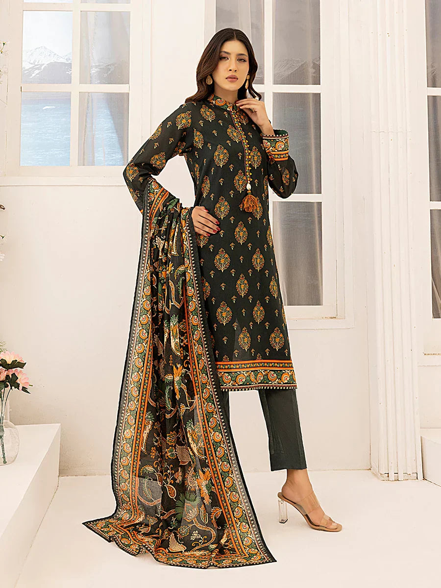 1 & Get 1 Free - 3PC Unstitched Printed Lawn Suit