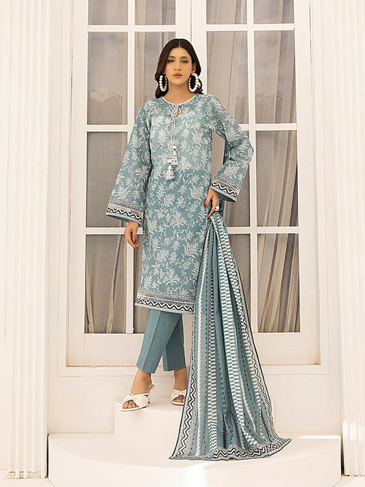 1 & Get 1 Free - 3PC Unstitched Printed Lawn Suit