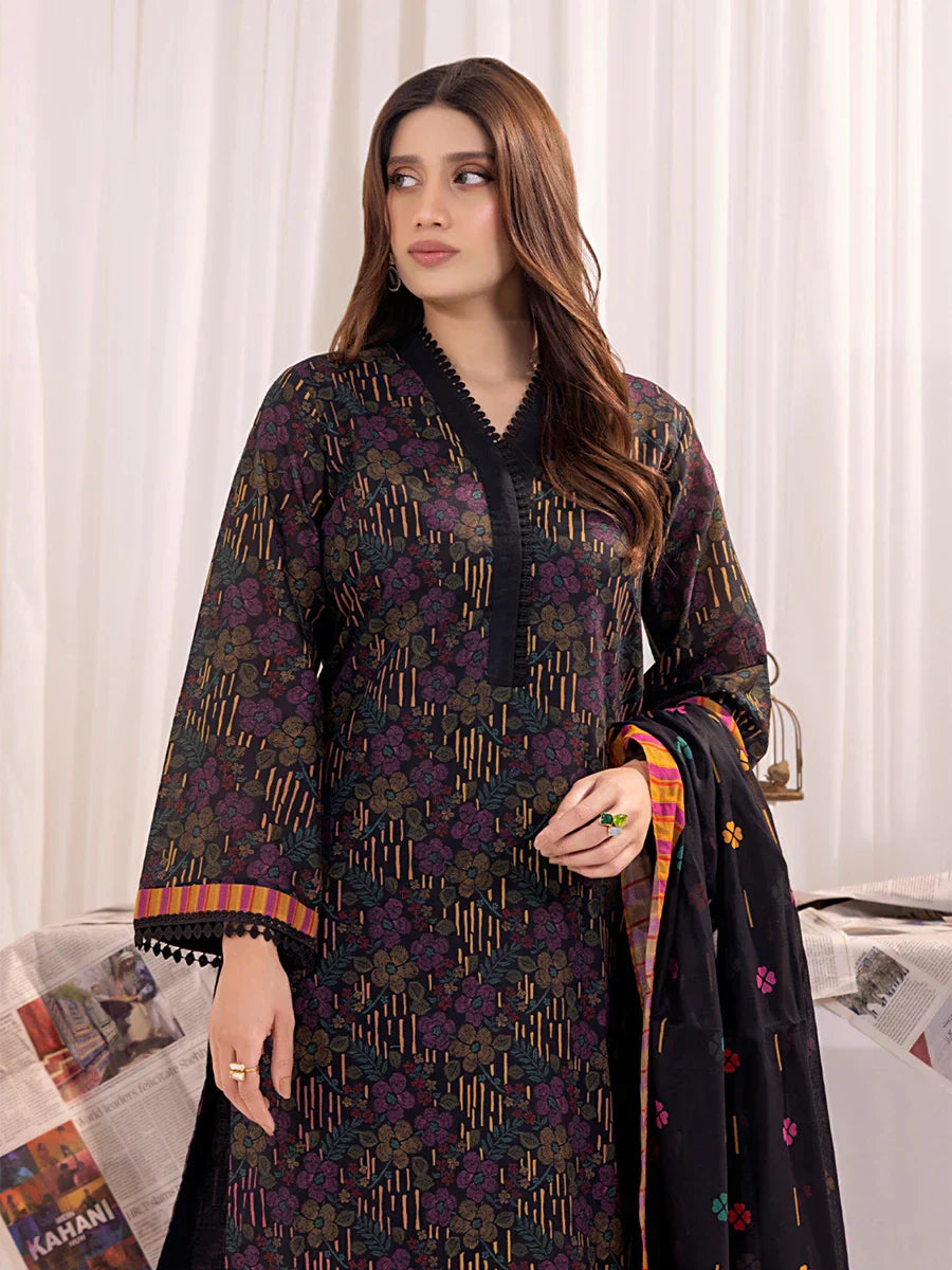 1 & Get 1 Free - 3PC Unstitched Printed Lawn Suit
