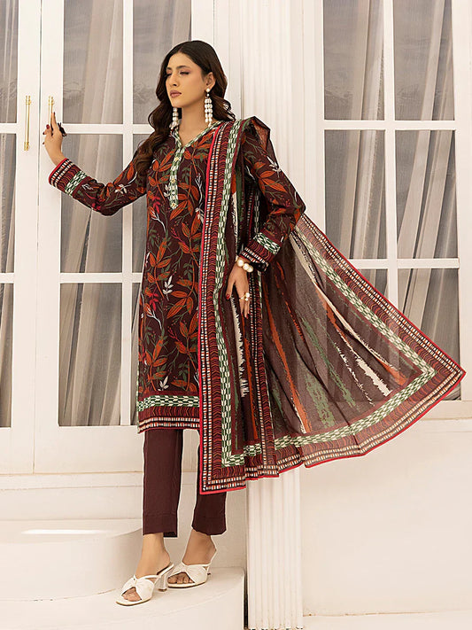 1 & Get 1 Free - 3PC Unstitched Printed Lawn Suit