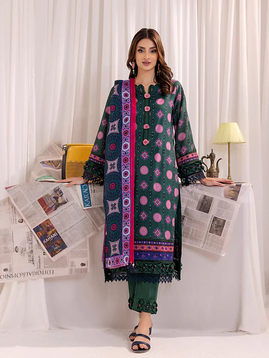 1 & Get 1 Free - 3PC Unstitched Printed Lawn Suit