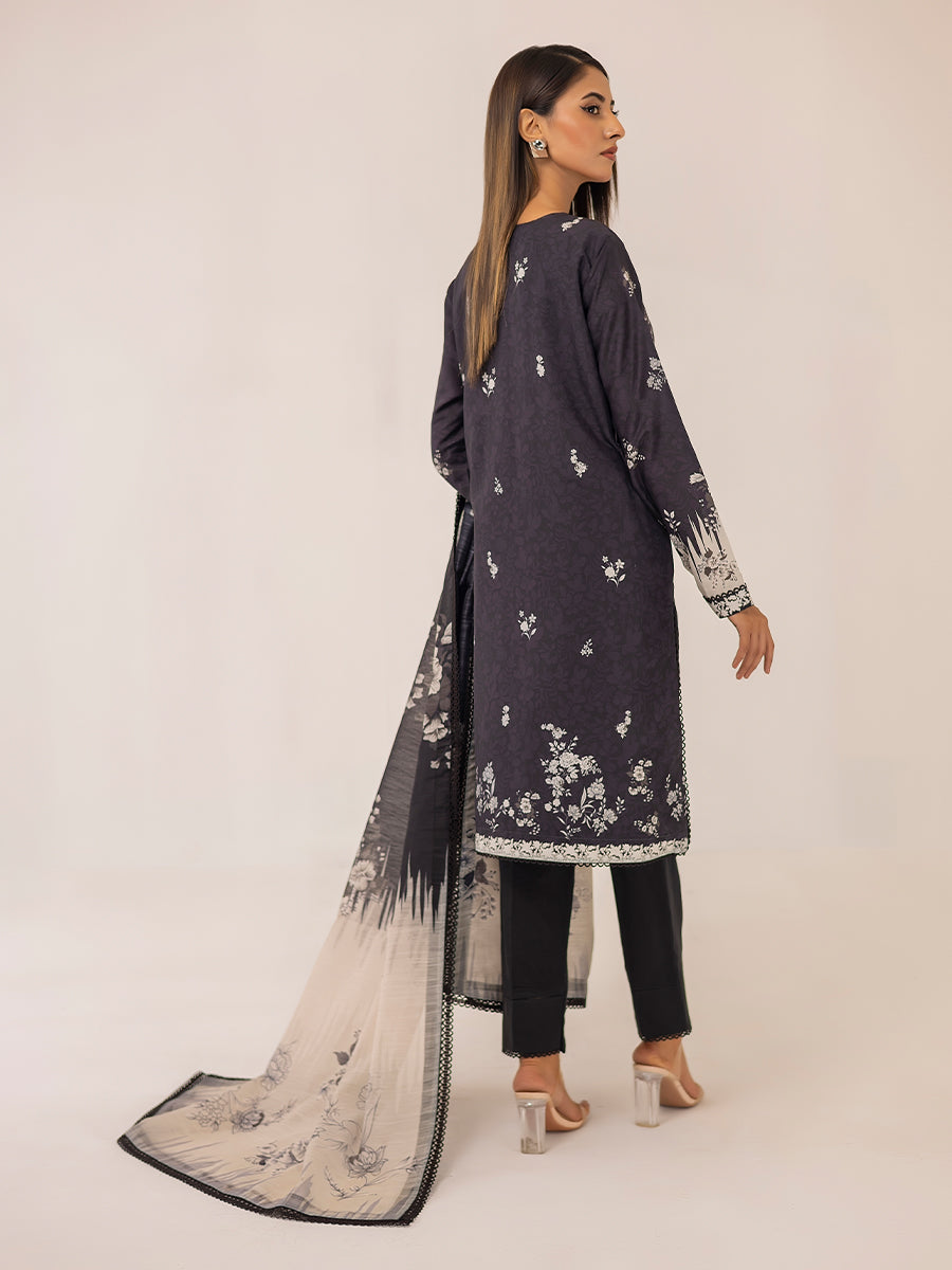 1 & Get 1 Free - MONOCHROME DIGITAL PRINTED LAWN SILK SUIT