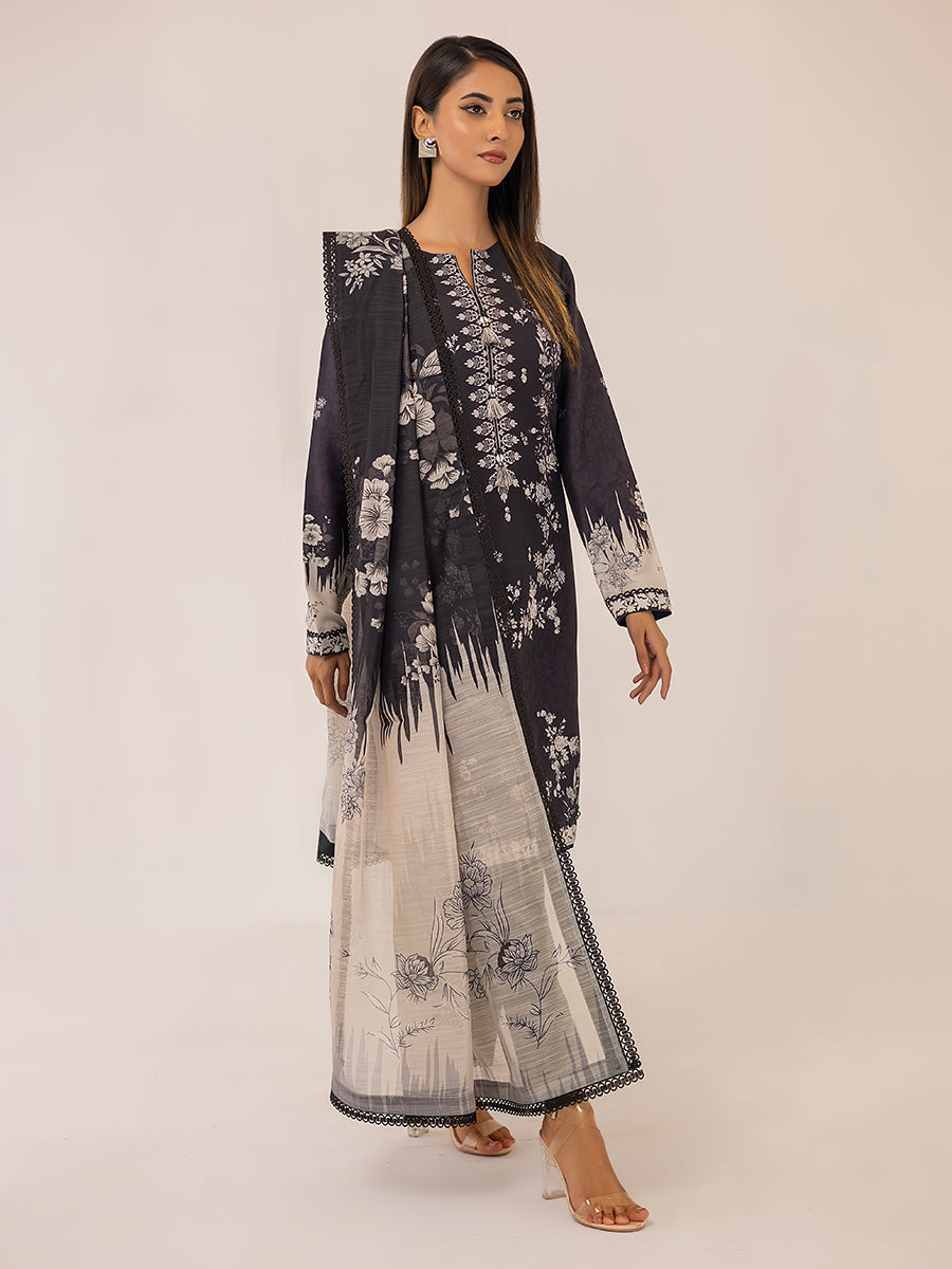1 & Get 1 Free - MONOCHROME DIGITAL PRINTED LAWN SILK SUIT