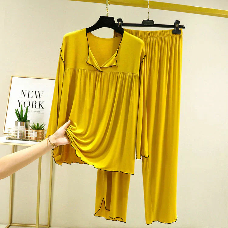 Contrast Collar Plates Style Lounge Wear/ Sleepwear