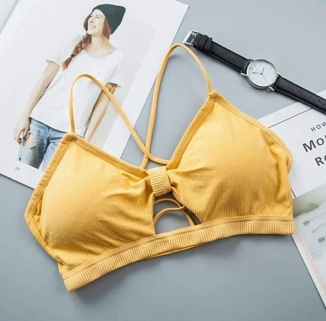 Pack of 5 Women Cross Strap Threaded Sports Yoga Pure Cotton Bra