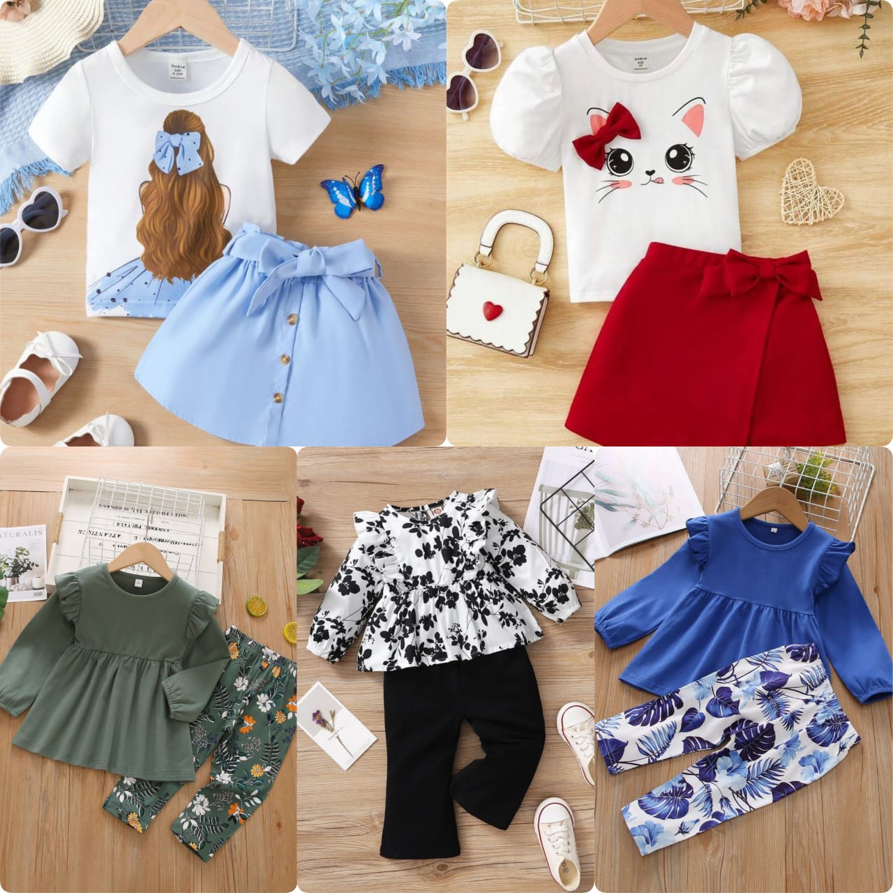 DOS-113 Premium Summer Baby Girl Suits (Pack of 5) – Kids Collection - All Sizes Available