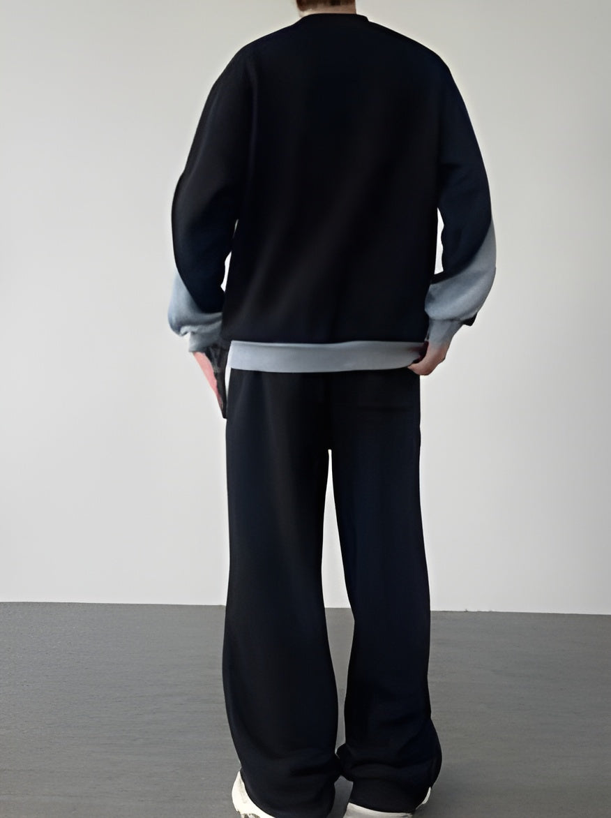 Pack of 3 Men’s Autumn Casual Tracksuit – Long Sleeve Crew Neck Sweatshirt & Color Block Sweatpants Set