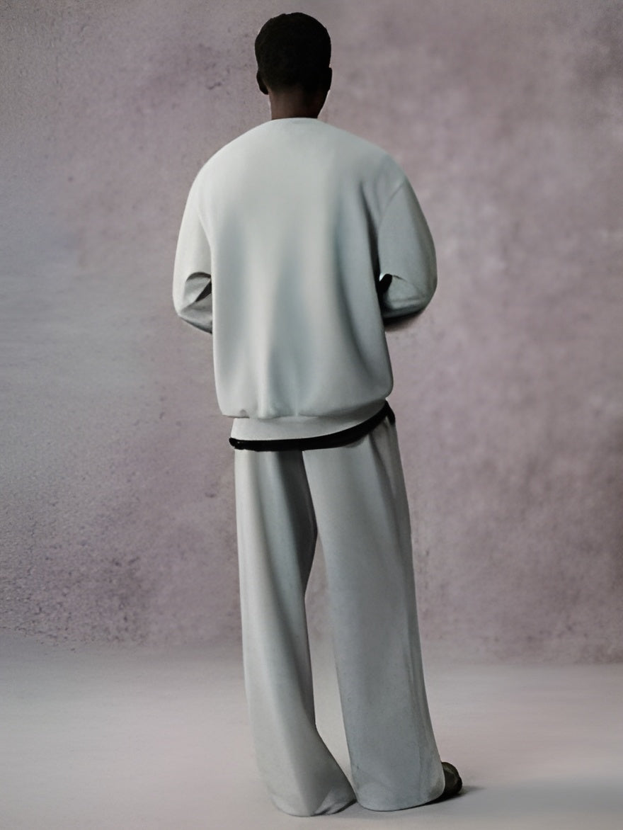 Pack of 3 Men’s Autumn Casual Tracksuit – Long Sleeve Crew Neck Sweatshirt & Color Block Sweatpants Set