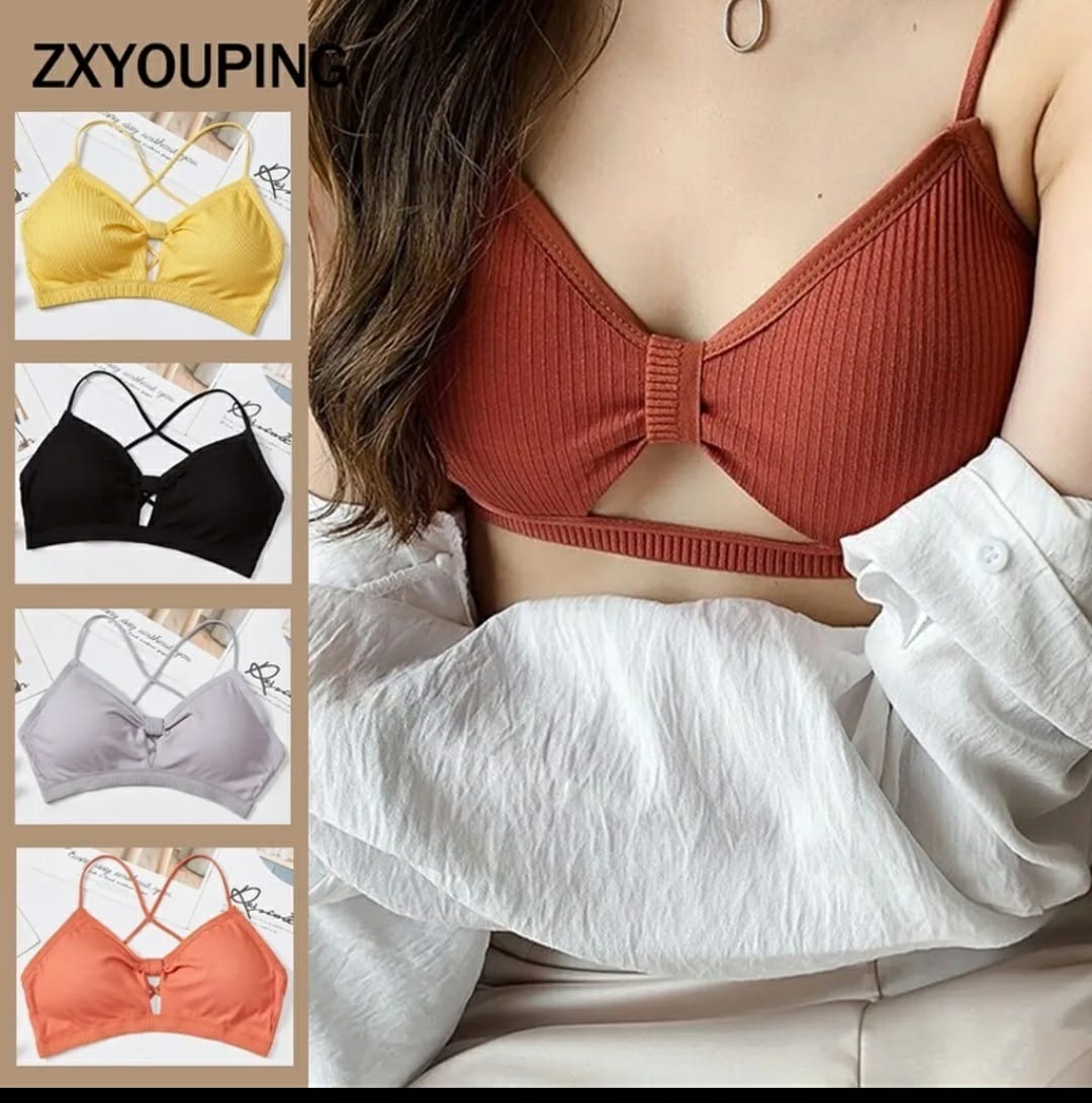 Pack of 5 Women Cross Strap Threaded Sports Yoga Pure Cotton Bra