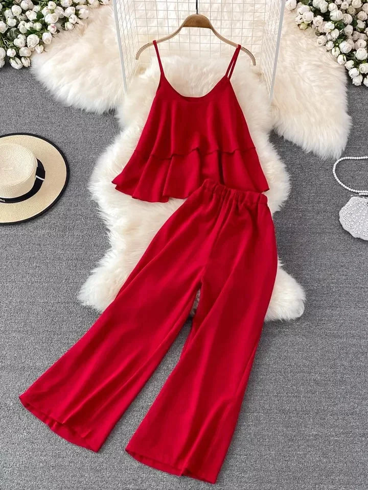 Frill Style Sleeveless Lounge Wear Set
