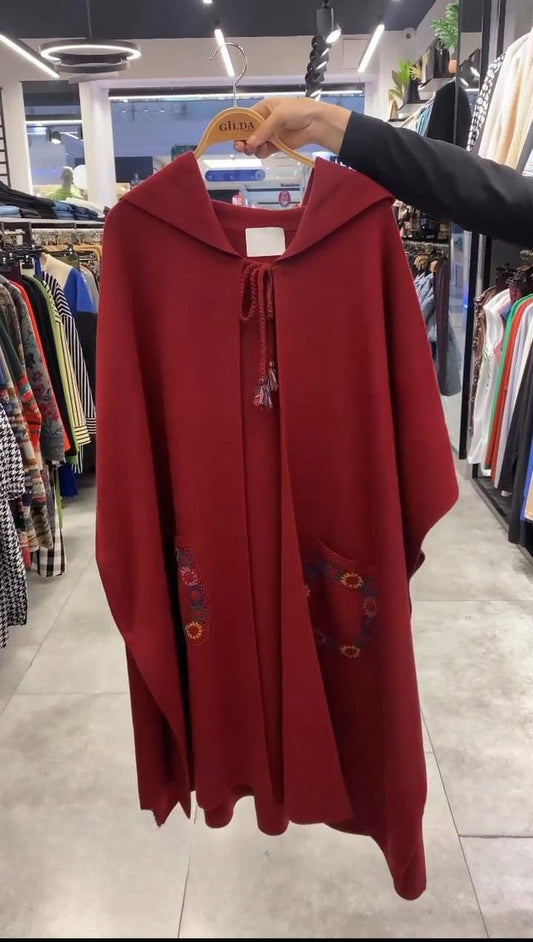 Hooded Winter Fleece Fabric Cape Shawl CH-393