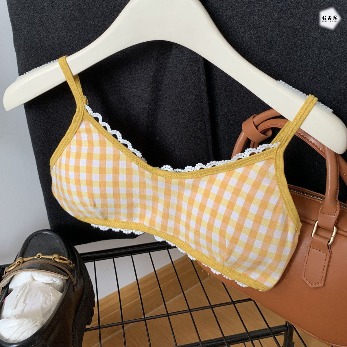 Pack Of 3 Pure Cotton Chequered Printed Bralette