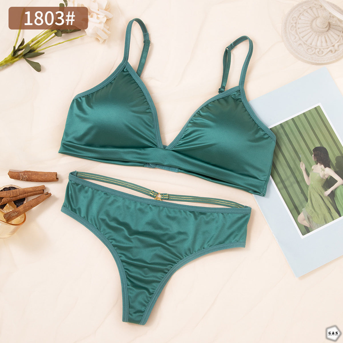 Pack Of 3 Silk High Quality Adjustable Straps With Back Hook Bralette With T-Panty Set