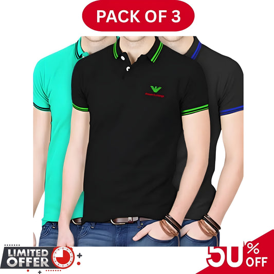 Pack of 3 | 50% OFF Men's Stylish Polo T-Shirts | DOS1043