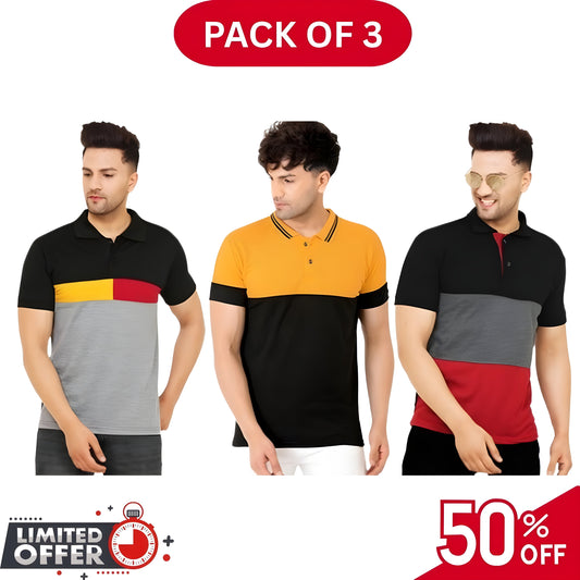 Pack of 3 | 50% OFF Men's Stylish Polo T-Shirts | DOS1044
