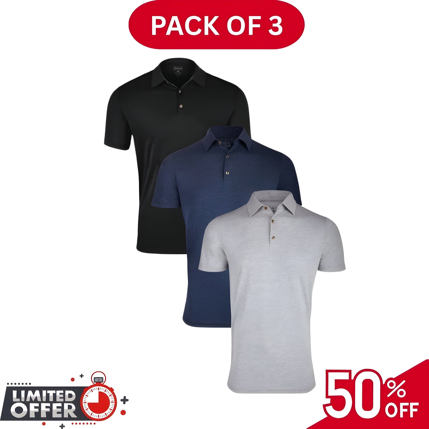 Pack of 3 | 50% OFF Men's Stylish Polo T-Shirts | DOS1046
