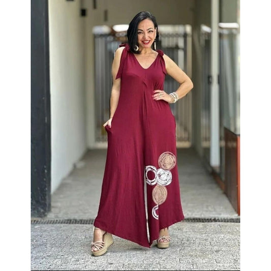 Vibrant Printed Elegance Jump Suit Soft Cotton Jersey