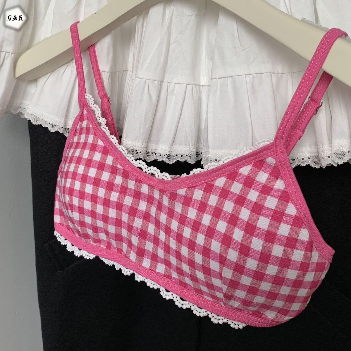 Pack Of 3 Pure Cotton Chequered Printed Bralette