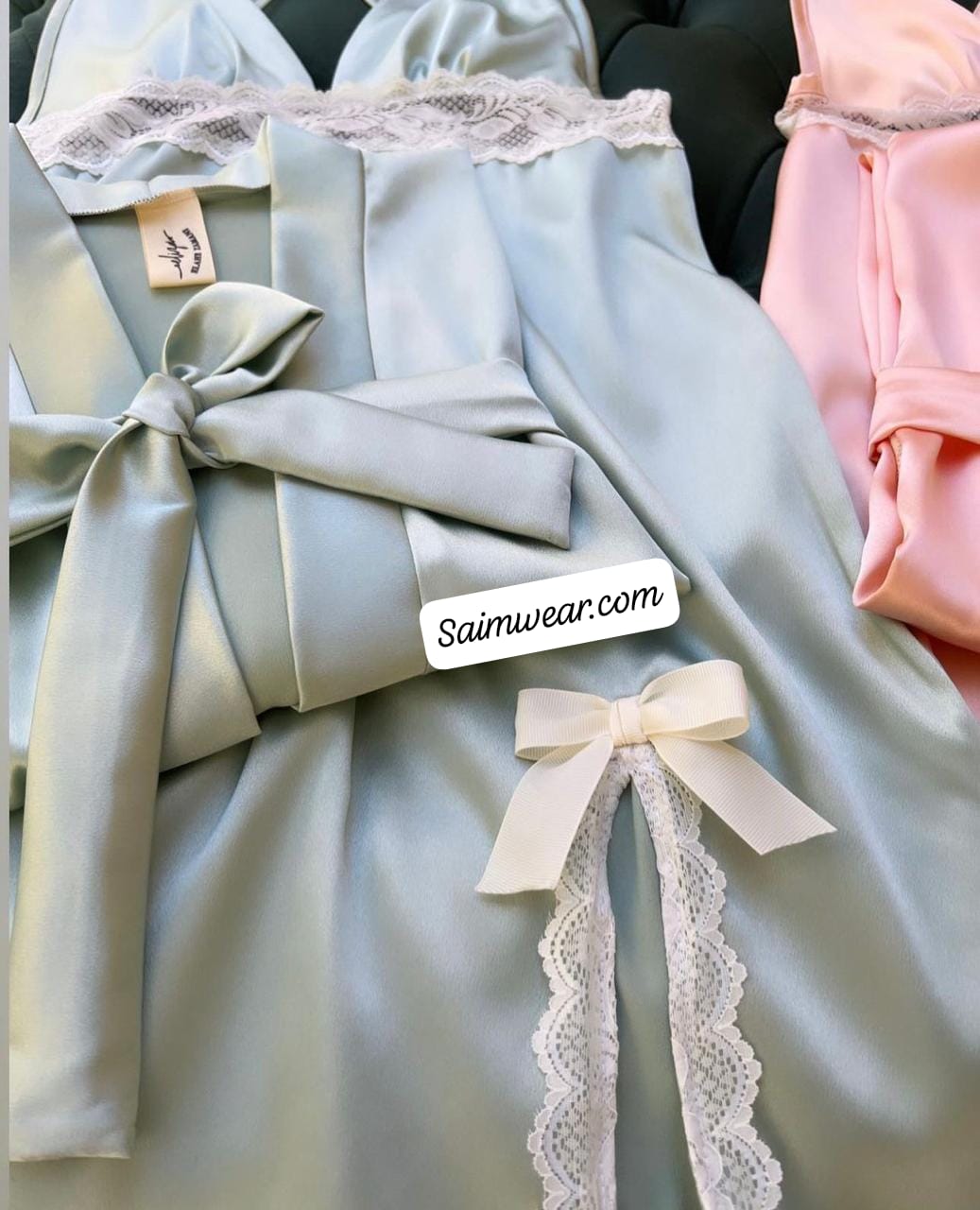 Silk Robe With Long Sleeveless Top 2 Pcs Nightwear P-70