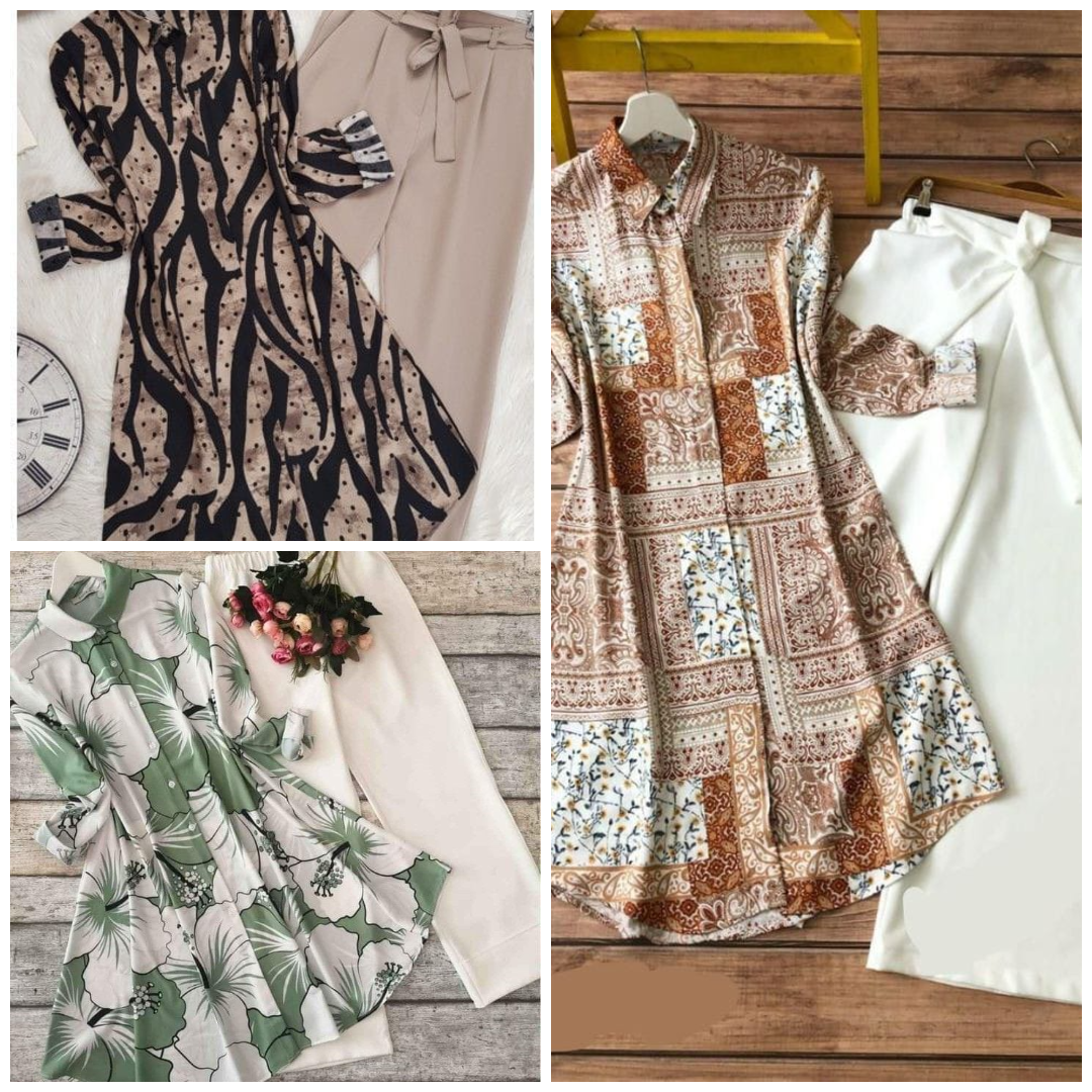 119A - Stylish Pack of 3 Women's Casual Summer Suit Set – Premium Stitched Kurti & Trousers 50% Off Summer Sale