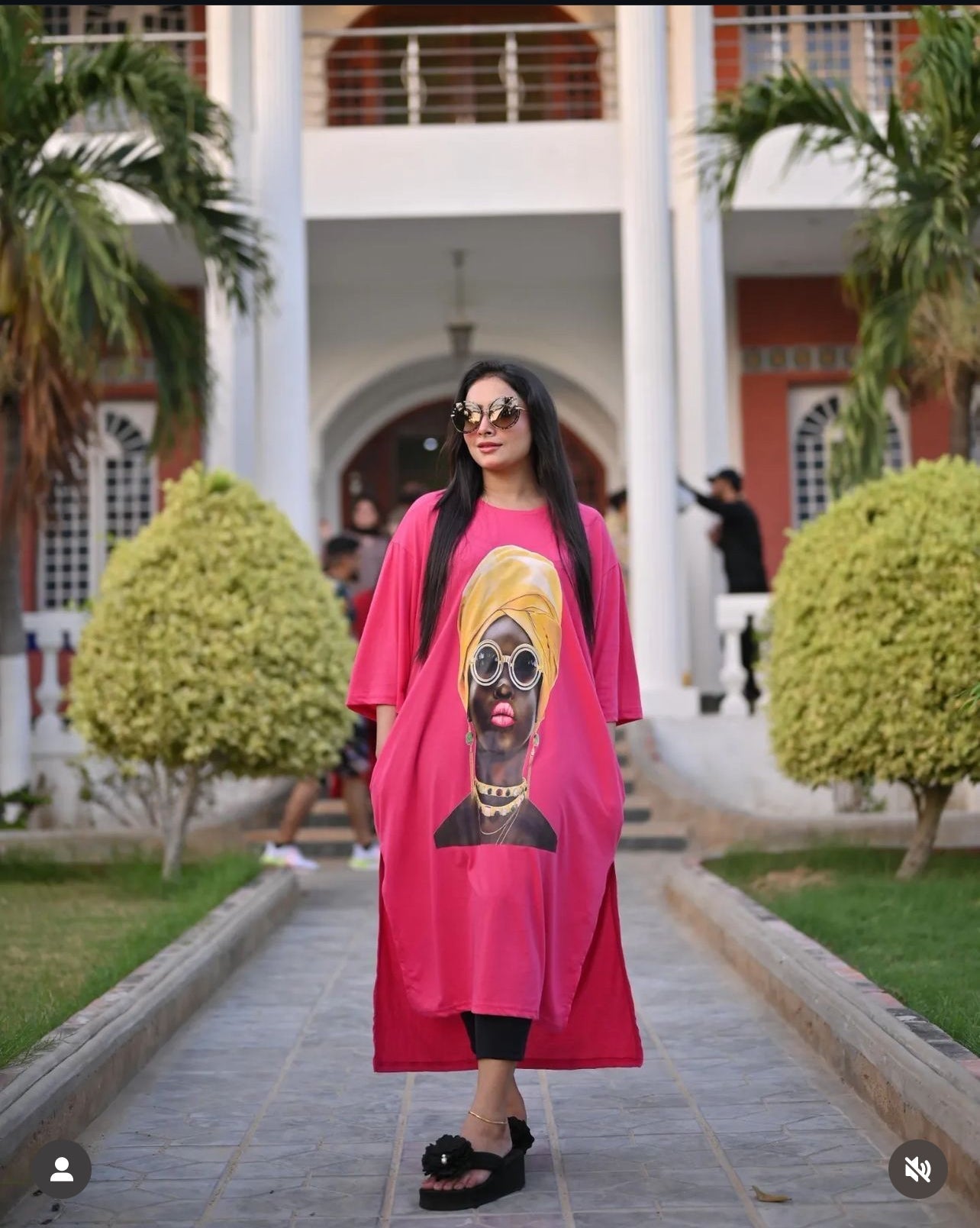 Drop Shoulder Printed Long Top CH 457