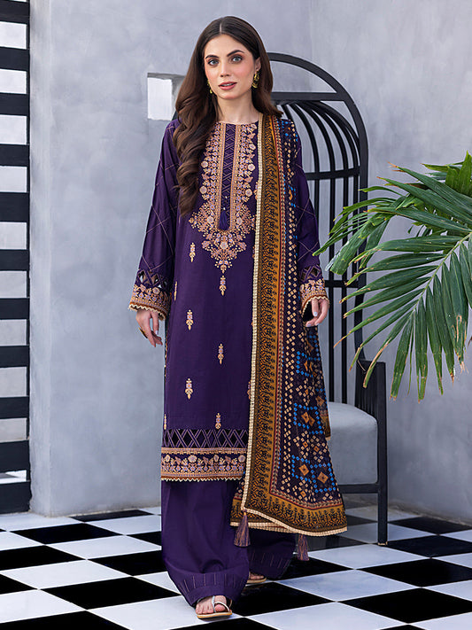 1 & Get 1 Free - 3pc- Unstitched Dyed Embroidered Lawn Suit