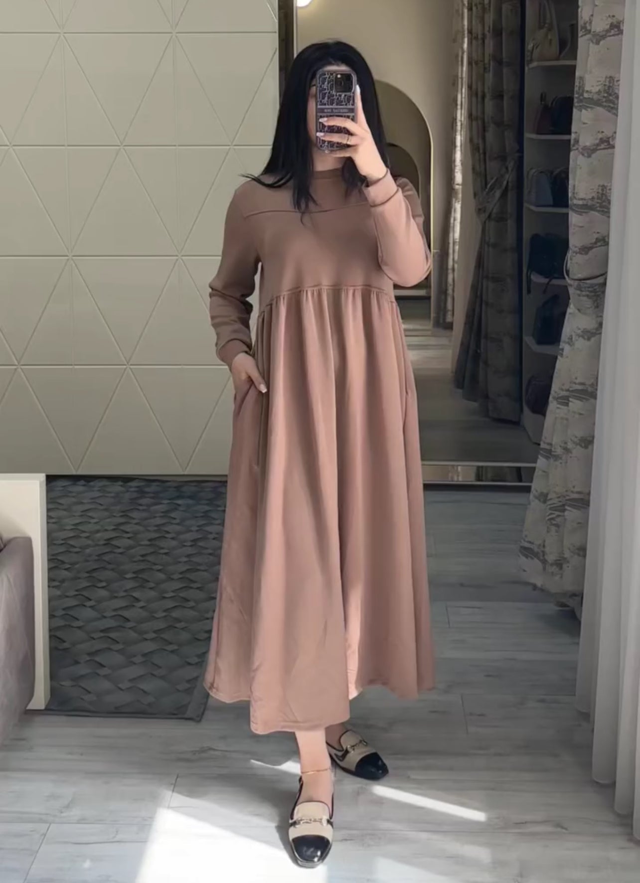 Warm Fleece Long Fallen Top