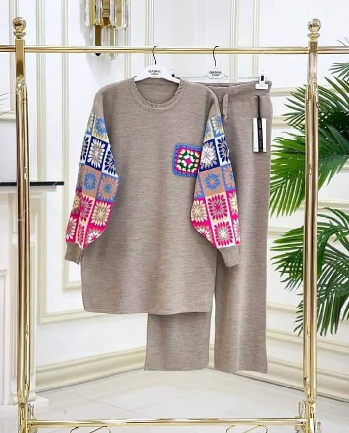 2 Pcs Printed Fleece Co ord Set CH 321