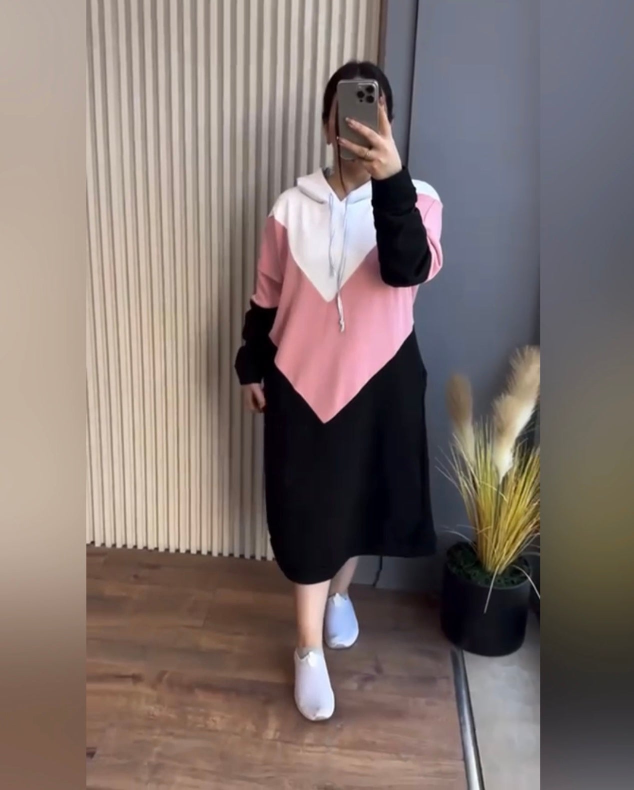 Warm Fleece Long Hooded Top CH 398