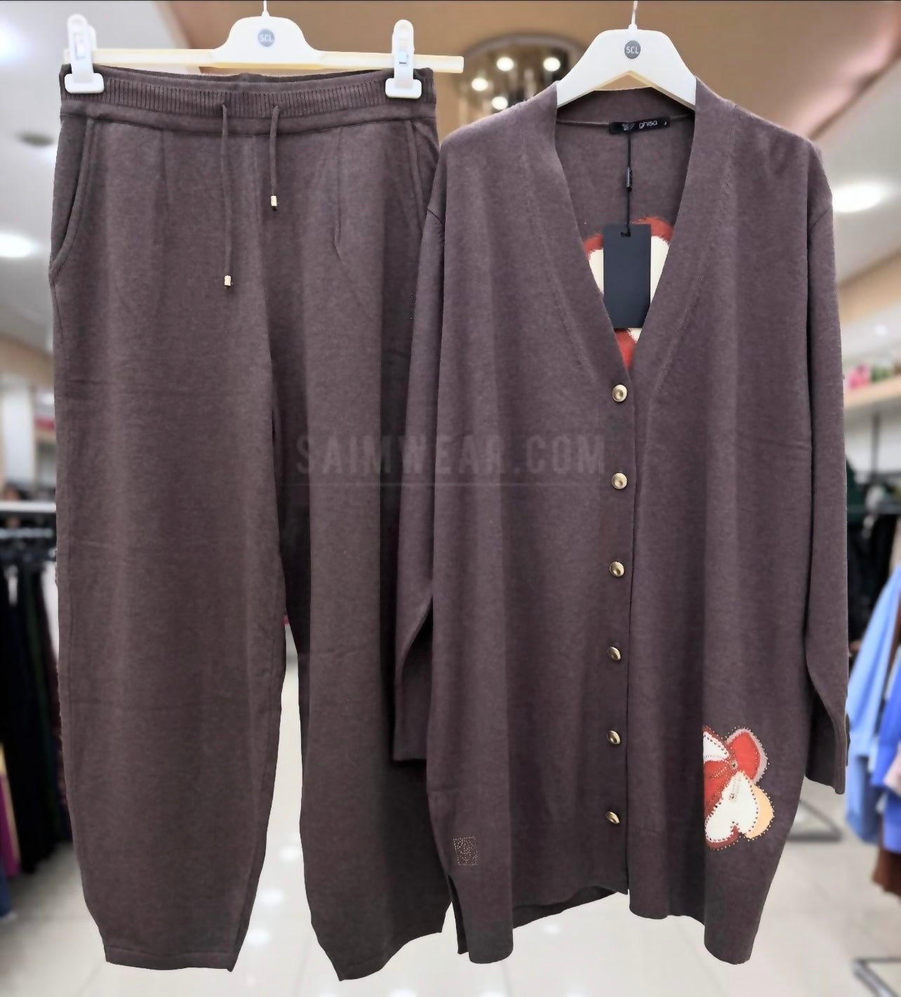 Back Flower Printed Fleece Co ord Set For Winter