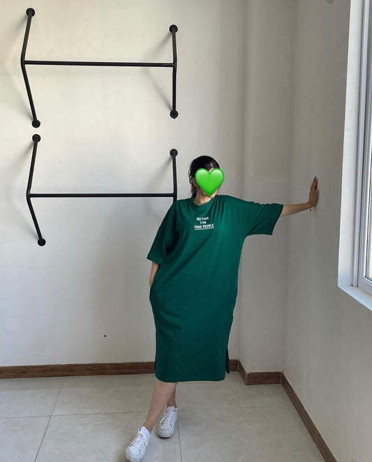 Drop Shoulder Printed Long Top CH 461