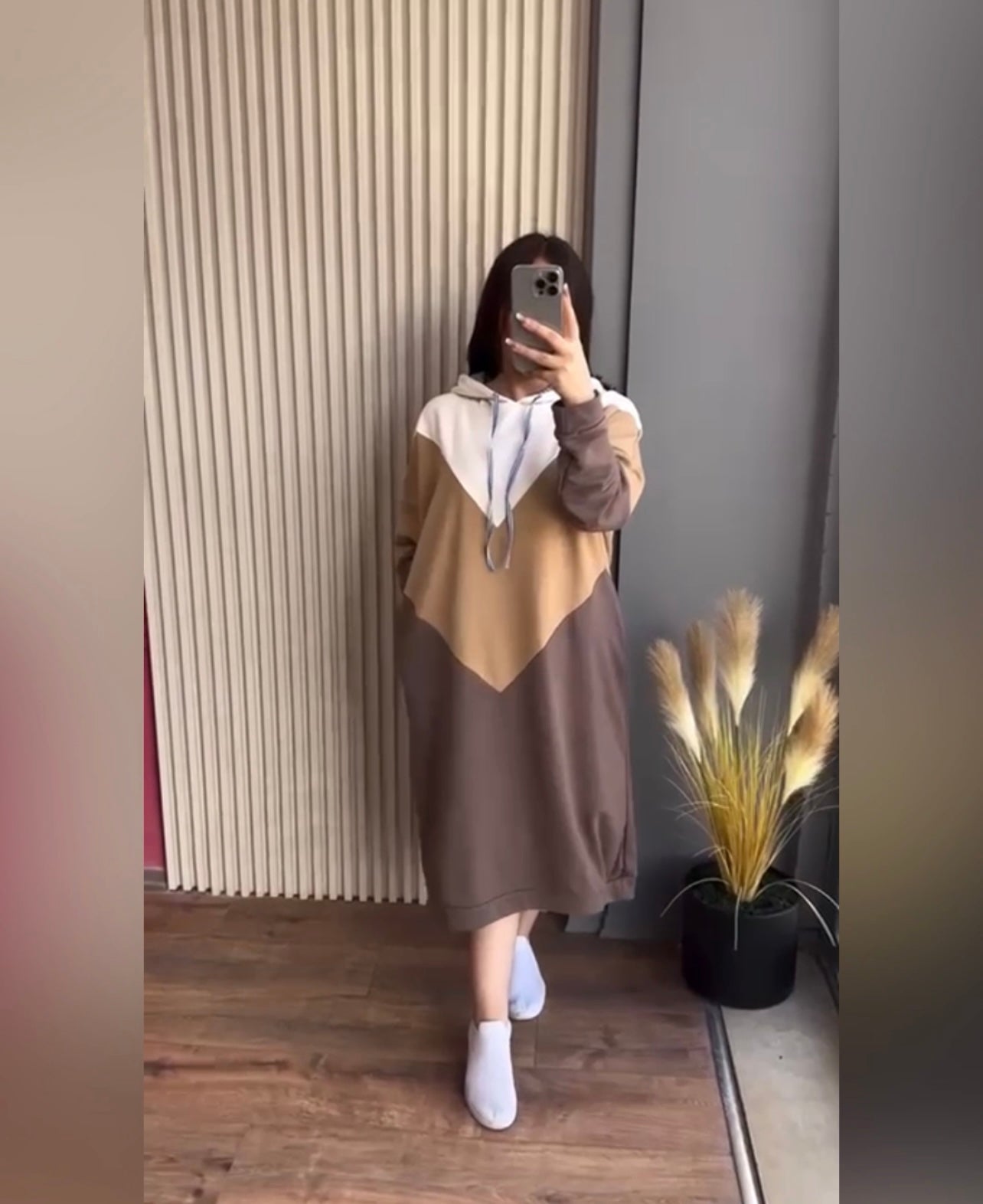 Warm Fleece Long Hooded Top CH 398