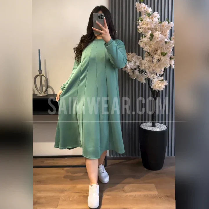 Warm Fleece Long Fallen Frock Top CH 394